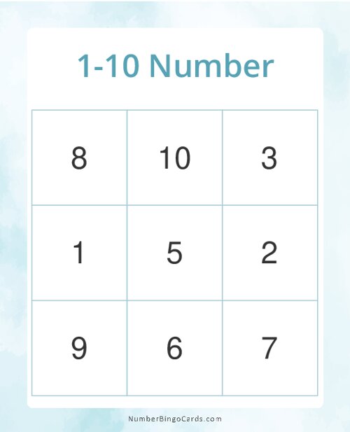 1-10 Number Bingo