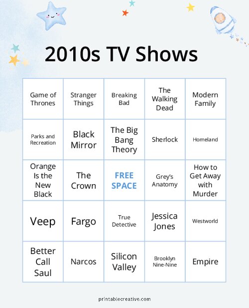 2010s TV Shows Bingo