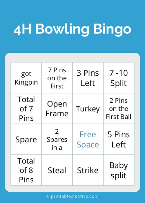 4H Bowling Bingo