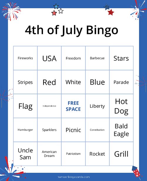 4th of July Bingo
