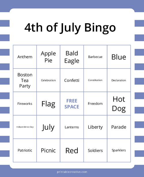 4th of July Bingo