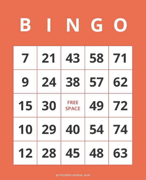 75 Number Bingo