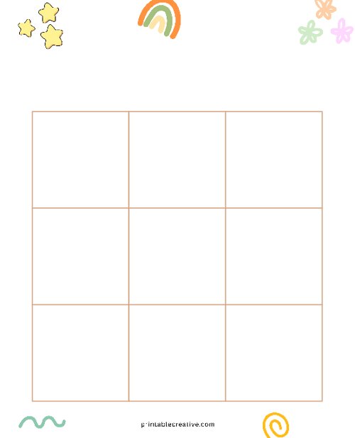 3x3 Blank Little Stars Bingo