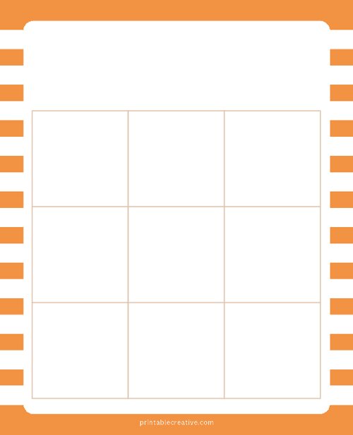3x3 Blank Orange White Lines Bingo