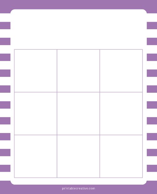 3x3 Blank Purple Lines Bingo