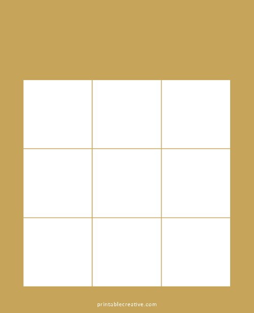 3x3 Blank Solid Orange Bingo