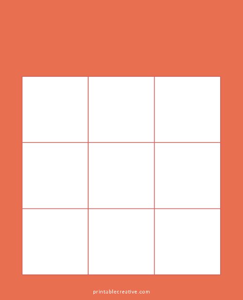 3x3 Blank Solid Red Bingo