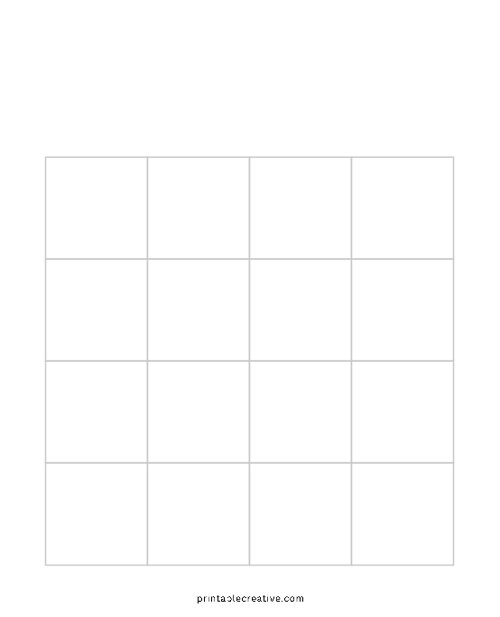 4x4 Blank Minimalist Bingo