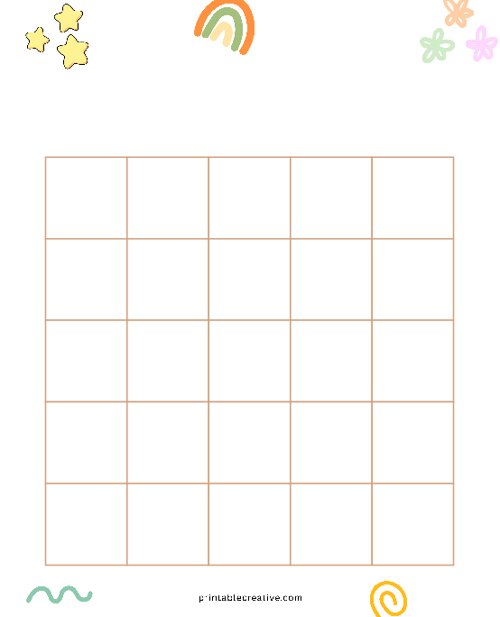 5x5 Blank Little Stars Bingo