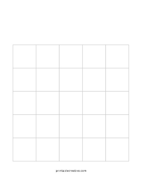 5x5 Blank Minimalist Bingo