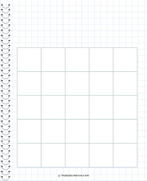 5x5 Blank Notebook Bingo