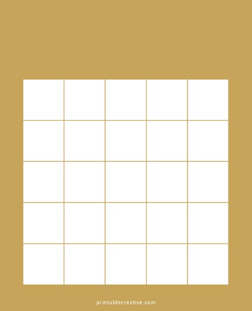 5x5 Blank Solid Orange Bingo