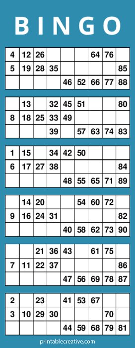 90 Number Bingo