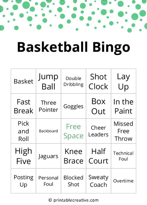 Basketball Bingo Free Printable Bingo Cards And Games