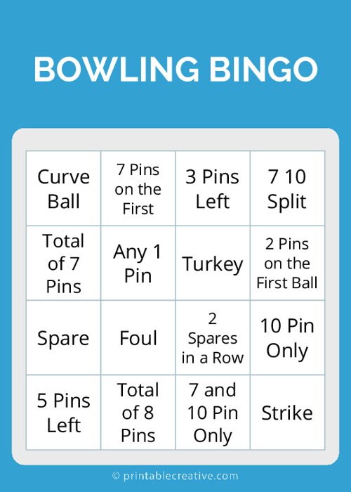 Bowling Bingo Printable