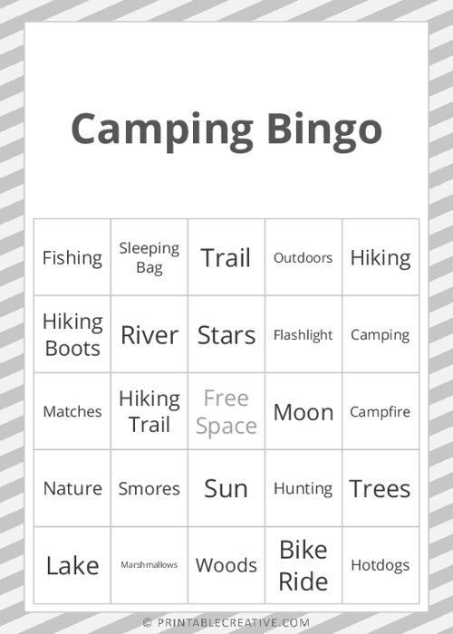 Camping Bingo Free Printable Bingo Cards and Games