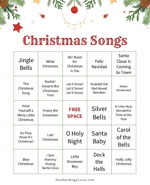 Christmas Songs Bingo