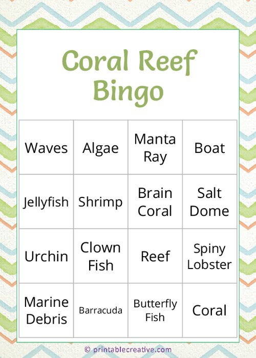 Coral Reef Bingo