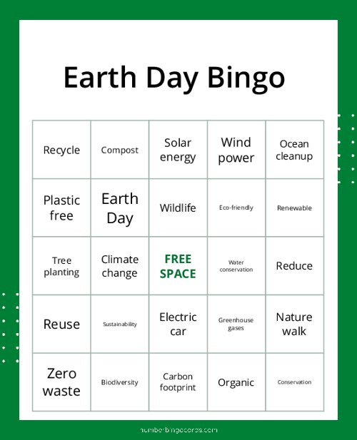 Earth Day Bingo