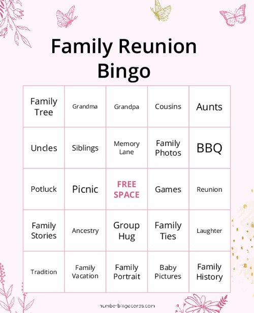 Family Reunion Bingo