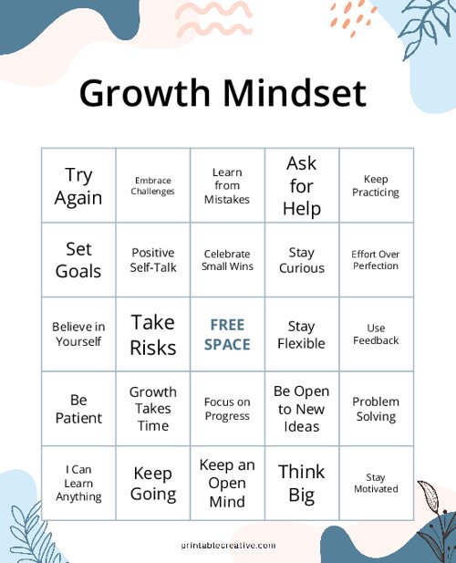 Growth Mindset Bingo