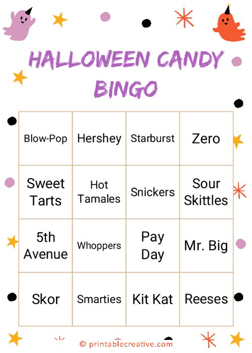 Halloween Candy Bingo