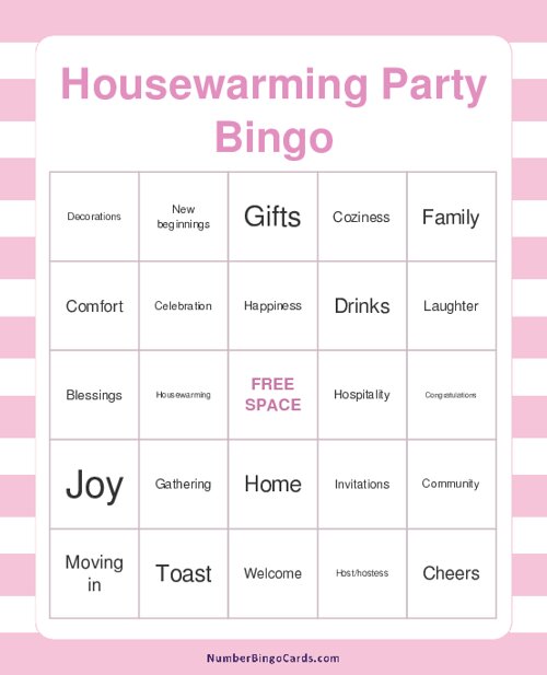 Housewarming Party Bingo