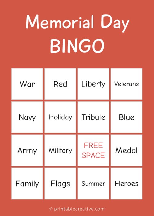 Memorial Day|BINGO