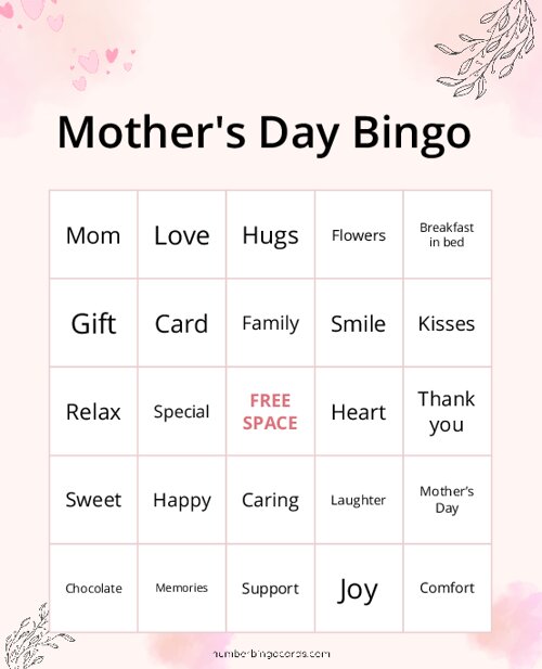 Mothers Day Bingo