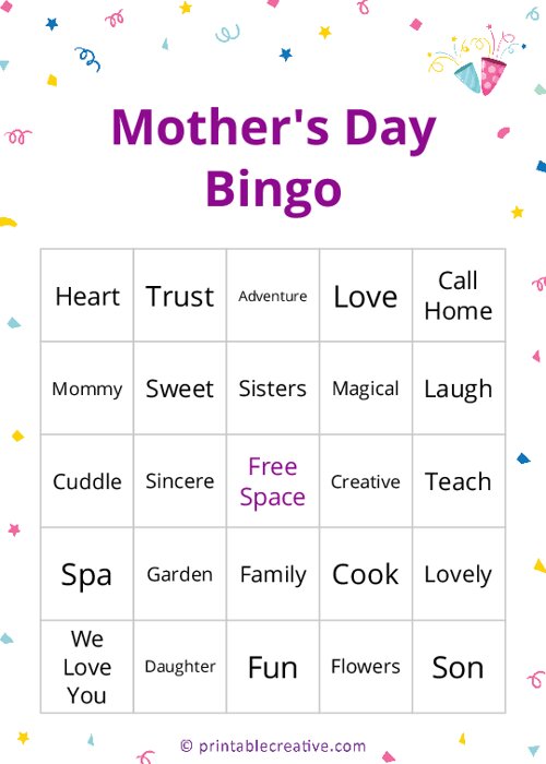 Happy Mother s Day Bingo Download Free Printable Bingo Cards