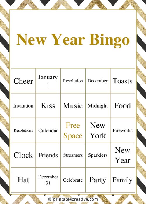 New Year Bingo