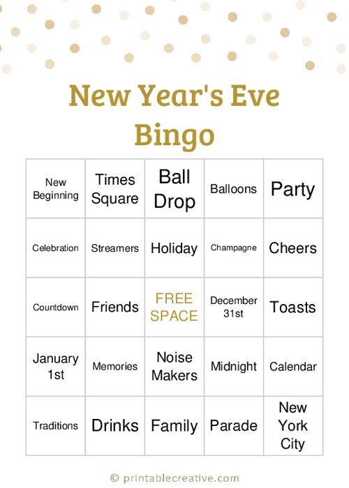 New Years Eve Bingo