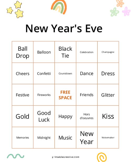 New Years Eve Bingo