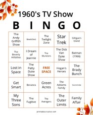 1960\s TV Show Bingo