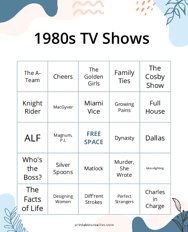 1980s TV Show Bingo