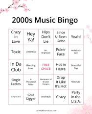 2000s Music Bingo