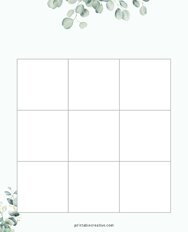 3x3 Blank Green Leaves Bingo