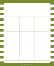 3x3 Blank Green White Lines Bingo