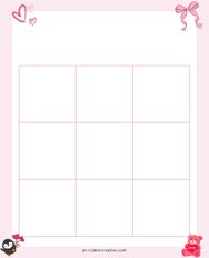 3x3 Blank Lovely Hearts Bingo