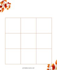 3x3 Blank Orange Leaves Bingo