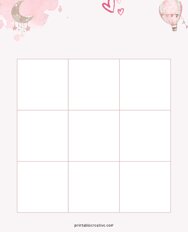 3x3 Blank Pink Air Balloon Bingo