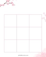3x3 Blank Pink Flowers Bingo