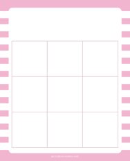 3x3 Blank Pink White Lines Bingo