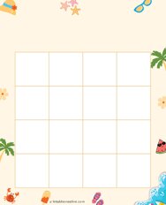 4x4 Blank At the Beach Bingo