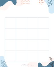 4x4 Blank Blue Abstract Bingo