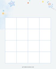 4x4 Blank Blue Stars Bingo