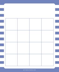 4x4 Blank Blue White Lines Bingo