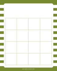 4x4 Blank Green White Lines Bingo