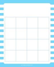 4x4 Blank Light Blue Lines Bingo