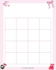 4x4 Blank Lovely Hearts Bingo